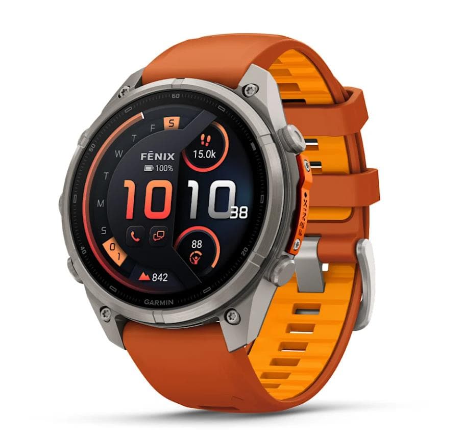 Умные часы Garmin fenix 9 Pro 47 мм, титан, оранжевый ремешок, 010-04336-01