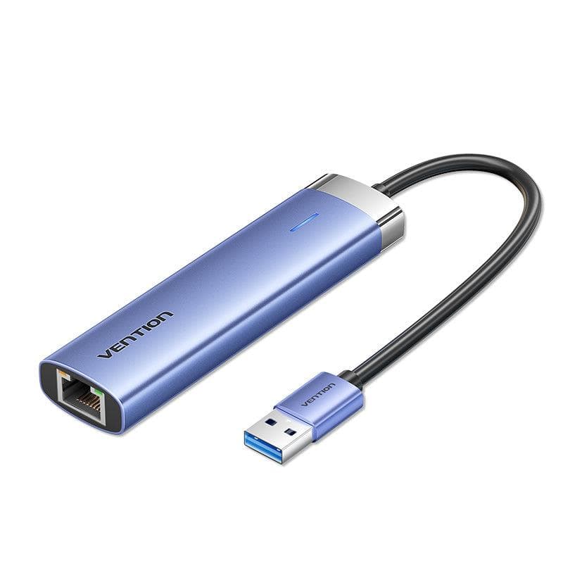 Хаб Vention TGFSB USB 3.0 5-в-1 с гигабитным сетевым портом, синий