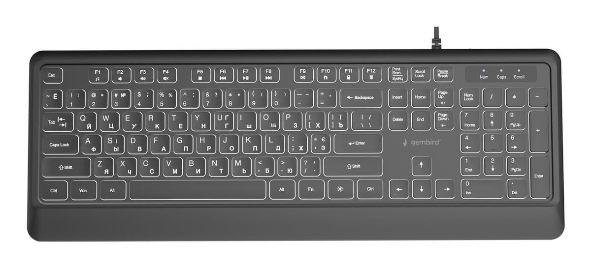 Gembird KB-UML-04 клавиатура с подсветкой USB кириллица чёрная