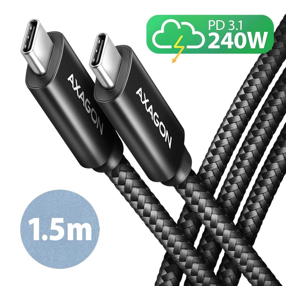 CABLE USB-C TO USB-C 1.5M 240W/BRAID BLK BUCM2-CM15AB AXAGON