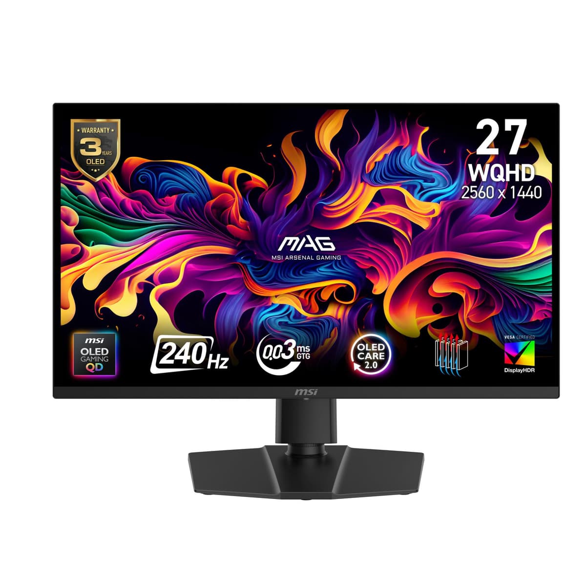Monitor|MSI|26.5 "|2560 x 1440 pixels|Wide Quad HD|Native aspect ratio 16:9|QD-OLED|Flat|MAG271QPQDOLEDX24