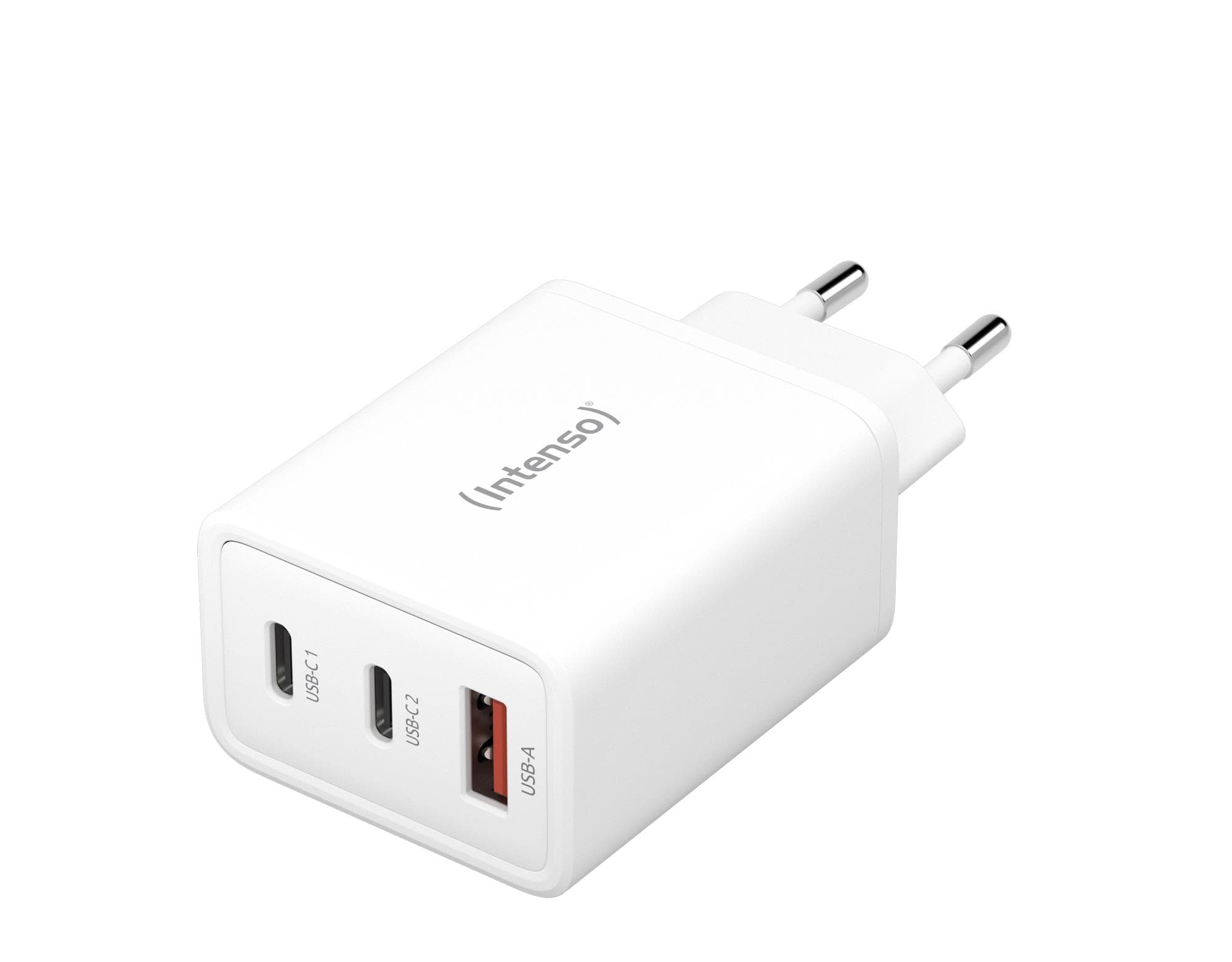Intenso USB-A/2xUSB-C vahelduvvoolu laadija valge