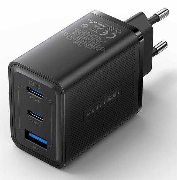 Сетевое зарядное устройство Vention 65W (3 порта, чёрный)