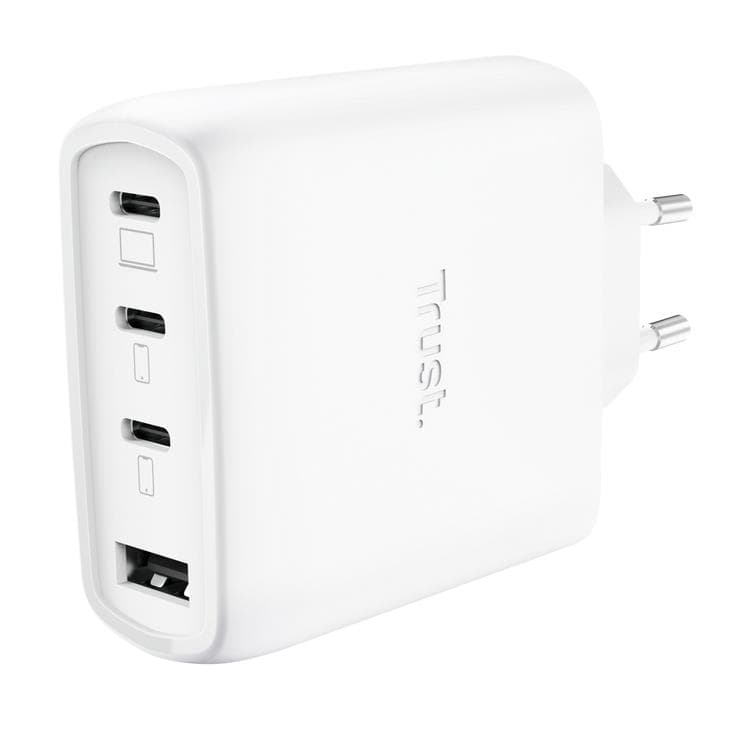 Сетевое зарядное устройство Trust Maxo 65W GaN (4 порта, белое)