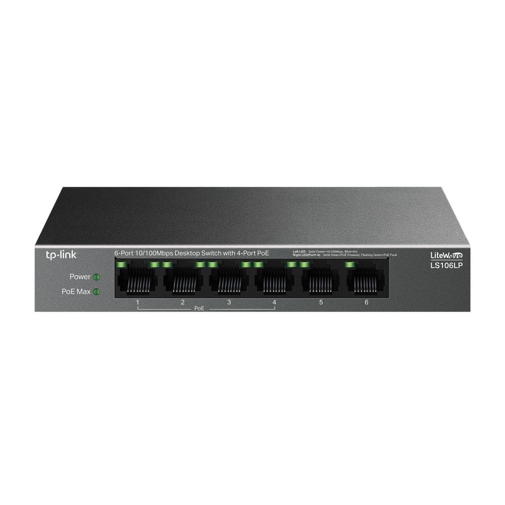 TP-Link LS106LP неуправляемый коммутатор 6 портов PoE Fast Ethernet