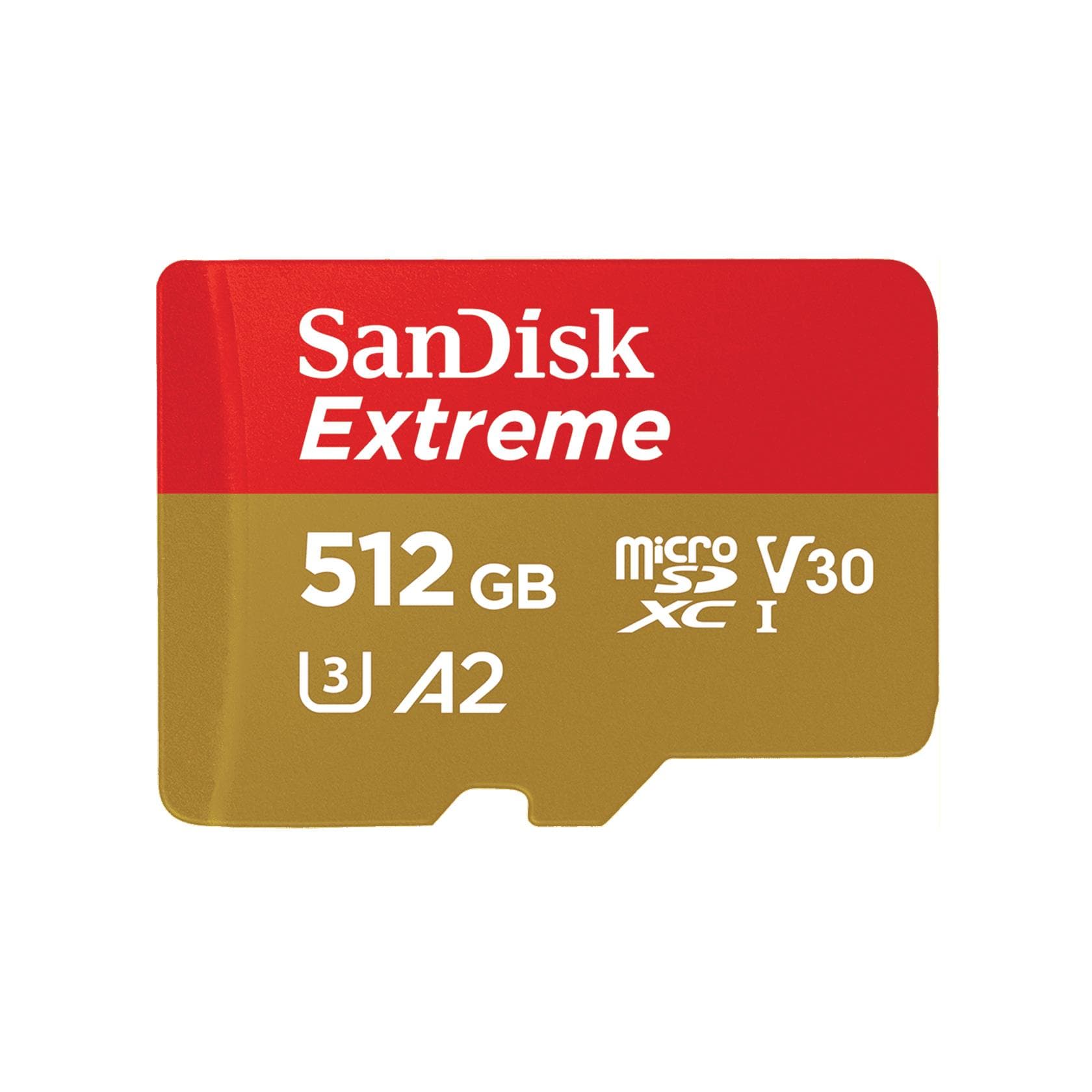 Карта SanDisk Extreme microSDXC 512 ГБ, U3 V30 A1, с адаптером SD