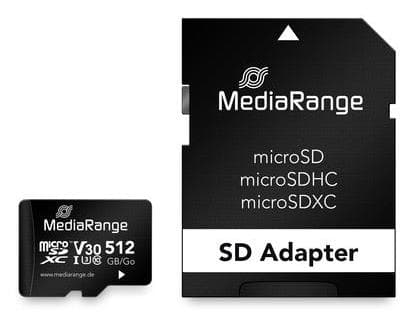 MediaRange MR947 512GB microSDXC Memory Card with Adapter, U3 V30