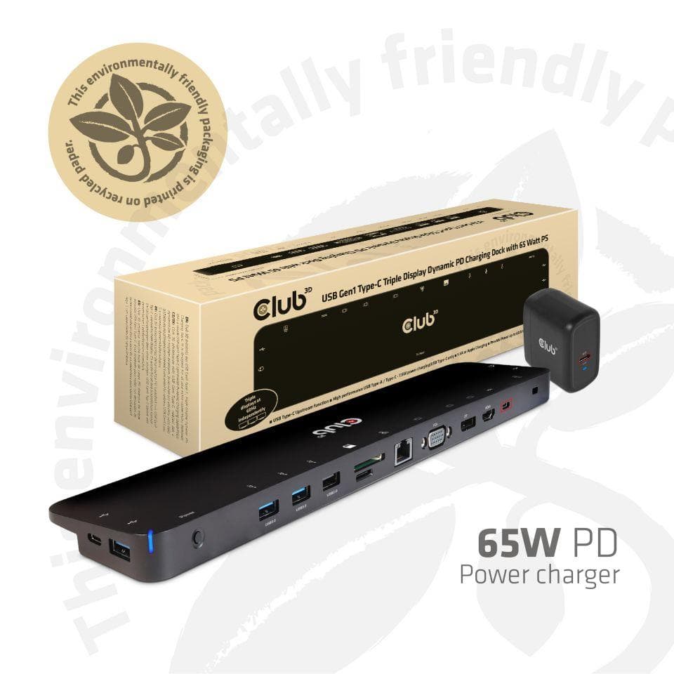 CLUB3D CSV-1564W65 65W USB-C дocking station чёрный