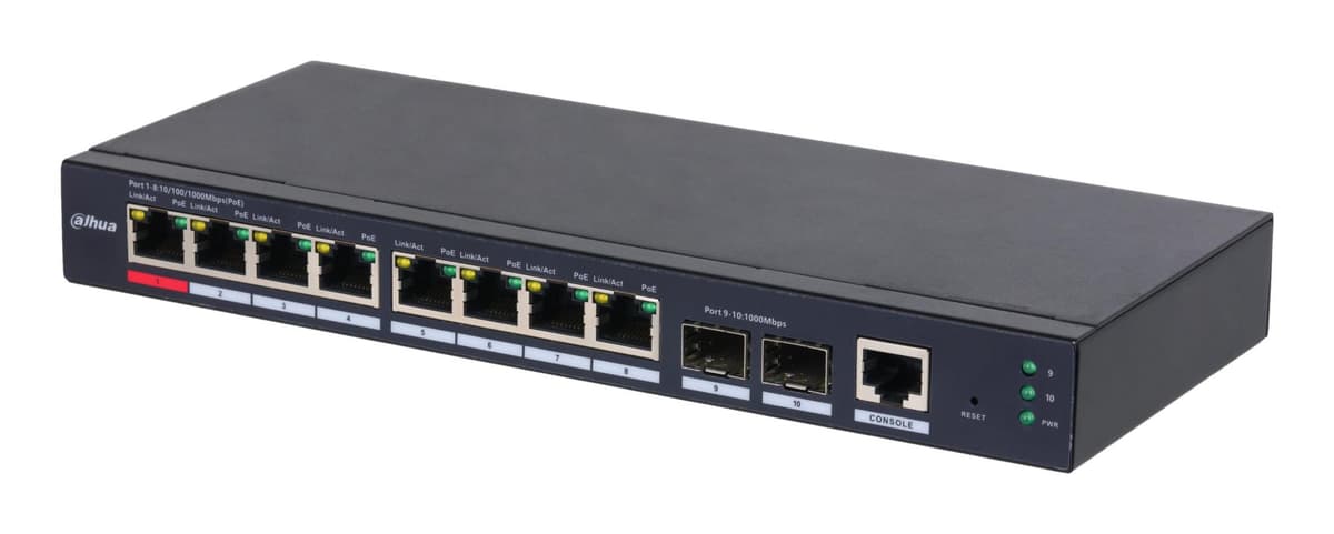Управляемый PoE коммутатор DAHUA S4210-8GT-110, 8 портов Gigabit, 110 Вт