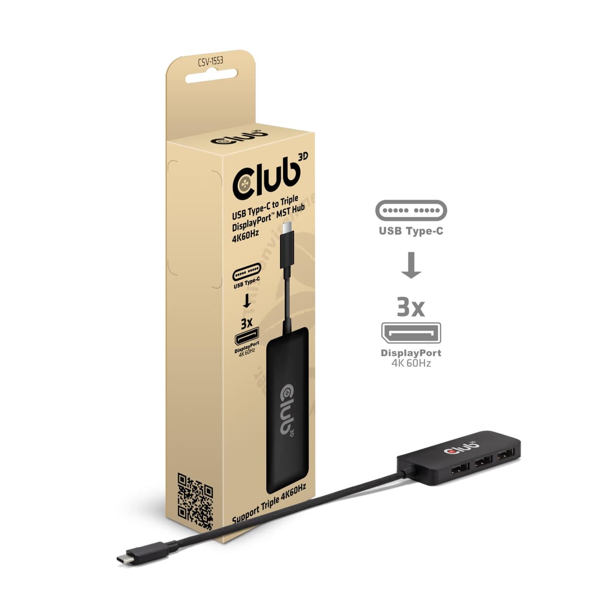 Club3D I/O Hub USB-C 3-Port DP/CSV-1553 docking station