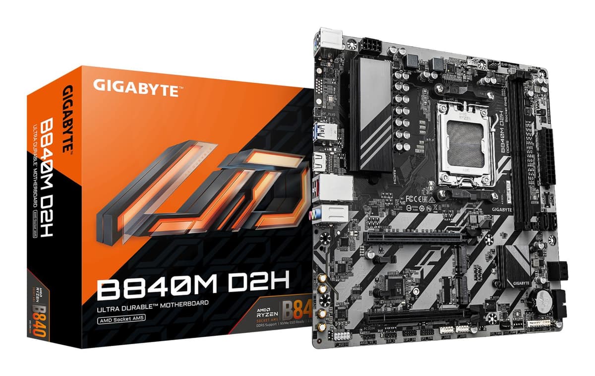 Mainboard|GIGABYTE|AMD B840|Socket AM5|micro ATX|RAM DDR5-SDRAM|2xSlots|2xNumber of M.2 (M) slots|B840M D2H (Rev. 1.1)|B840MD2H1.1