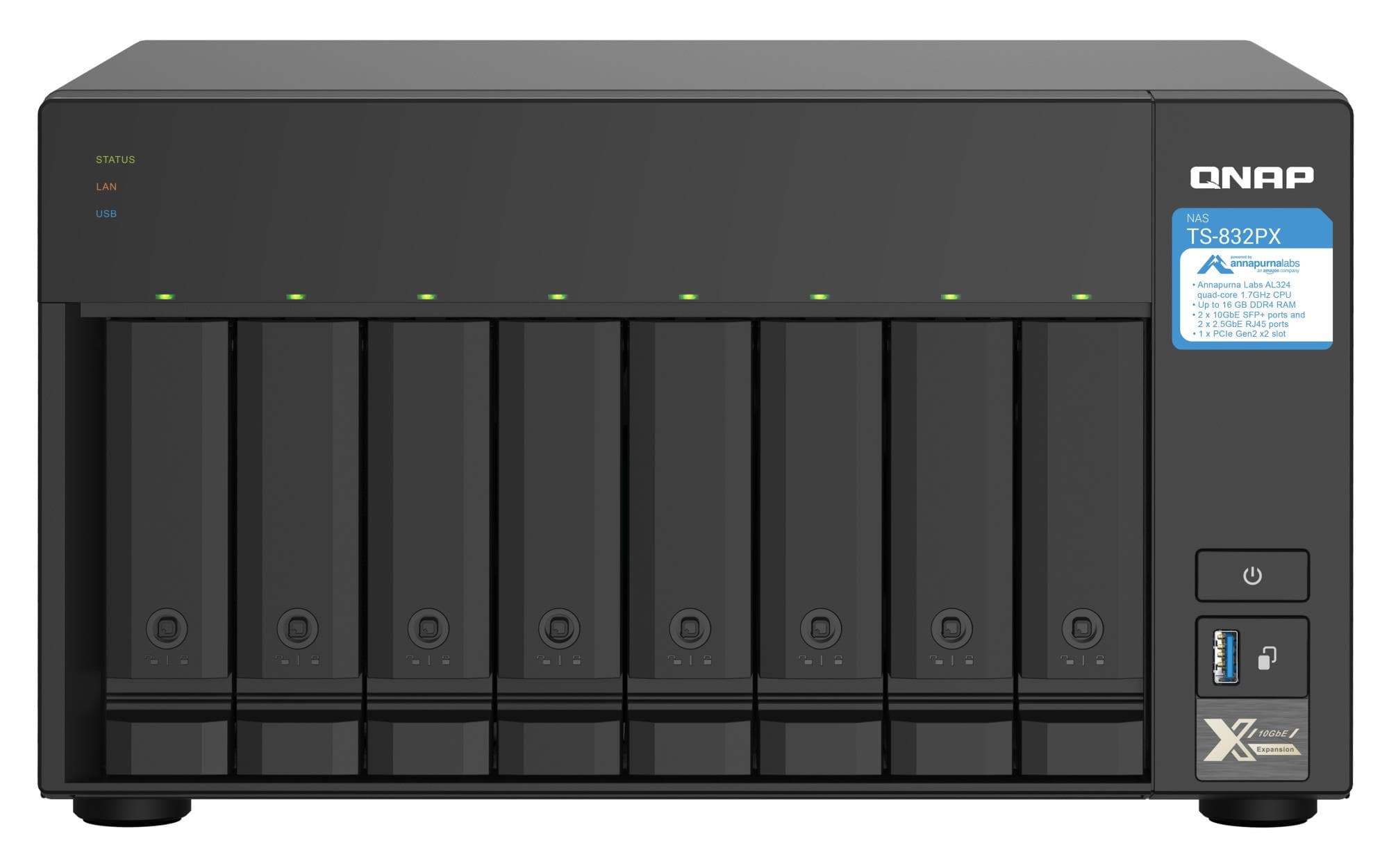 QNAP TS-832PX-4G сетевое хранилище NAS 8 отсеков, 4 ГБ DDR4
