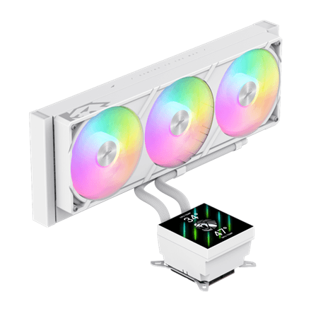 Gamemax Glacier 360 LCD liquid cooler with display 360 mm, white