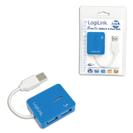 Logilink Smile UA0136 — USB 2.0 концентратор на 4 порта, синий