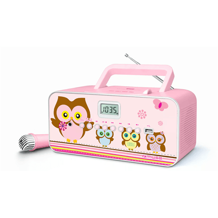 Muse M-29KP kaasaskantav CD-raadiomakk USB-ga, 30 W, roosa