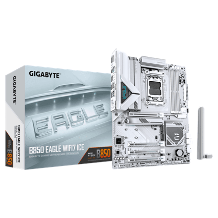 Gigabyte B850 EAGLE WF7 ICE emaplaat, AM5, DDR5, valge