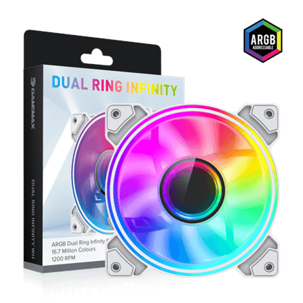 Gamemax Dual Ring Infinity korpuse ventilaator, valge
