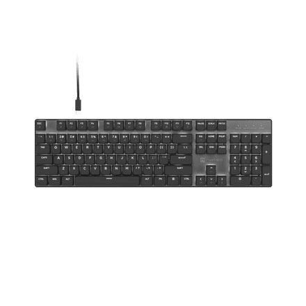 Natec Amberjack | Keyboard | Wired | US | Linear | White backlight, Hot-swappable switches, Anti-ghosting, Built-in memory, Macro recording | Black/Gray