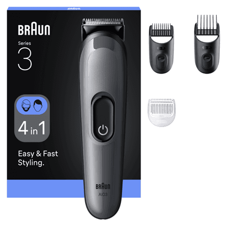 Braun AIO3500 4-in-1 триммер для волос черный, 14 уровней