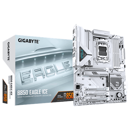 Gigabyte B850 EAGLE ICE emaplaat, AM5, DDR5, valge
