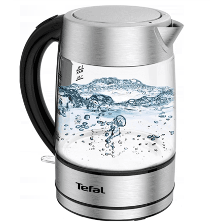 TEFAL | Kettle | KI772D | Electric | 2400 W | 1.7 L | Glass | 360° rotational base | Black/Stainless Steel