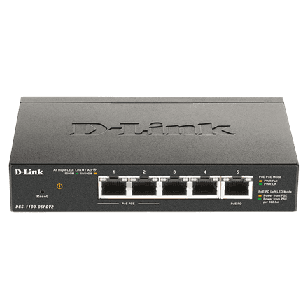 D-Link DGS-1100-05PDV2 5-port Gigabit PoE võimsus