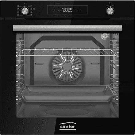 Simfer BI-81608P Pyrolytic Built-in Oven, Multifuncional, Capacity 80 L, Black | Simfer Oven | BI-81608P | 80 L | Multifuncional | Pyrolytic | Mechanical | Convection | Height 59.5 cm | Width 59.6 cm | Black