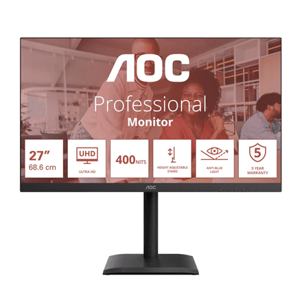 AOC U27E4CV 27" UHD monitor USB-C ja IPS paneelga