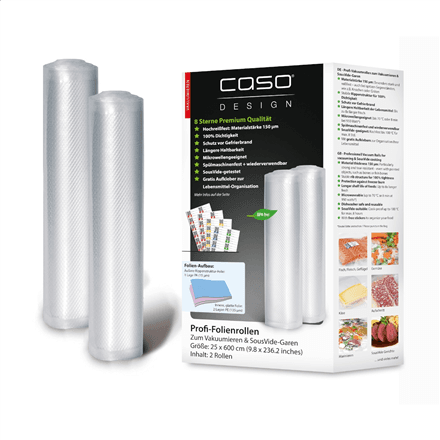 Вакуумные рулоны Caso 01225, 2 шт, 25 x 600 см, прозрачные