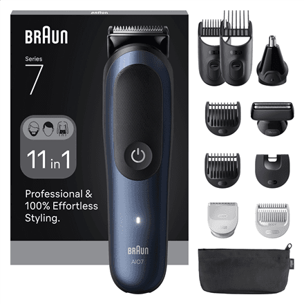 Braun 11in1 Grooming Kit | All-in-One Series 7 AIO7540 | Cordless | Number of length steps 14 | Black/Blue
