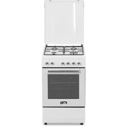 Simfer | Cooker | 5405SERBB | Hob type Gas | Oven type Electric | White | Width 50 cm | Depth 60 cm | Electronic ignition | Energy efficiency class A | 43 L