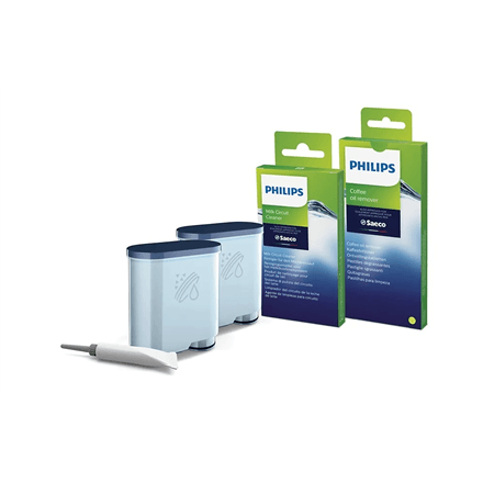 Philips | Coffee maker Maintenance kit: oil, 2xAquaClean, 6xcoffee oil remover tablets, 6xMilk circuit cleaner sachets | CA6707/10