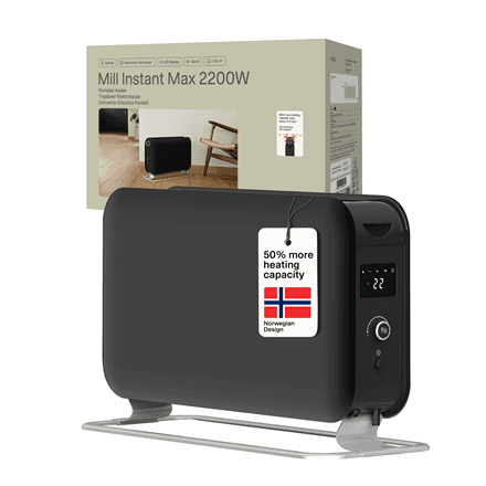 Mill Instant Max Led Portable Heater | CO2200LEDMAXBLACK | Convection Heater | 2200 W | Number of power levels 3 | Suitable for rooms up to 5-30 m² | Black