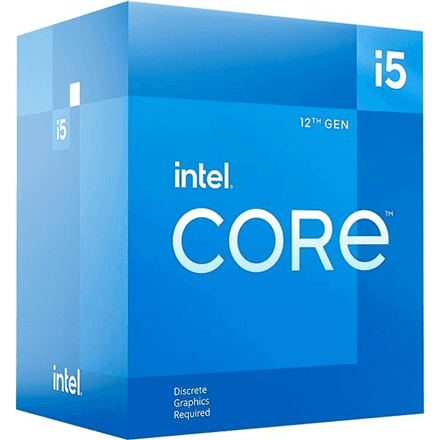 Intel Core i5-12400F processor, 6 cores, no integrated graphics, LGA1700