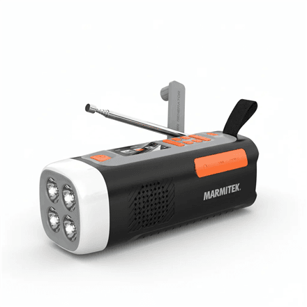Marmitek RESQ 200 hädaabiraadio vändaga laadimise ja DAB+-ga, must