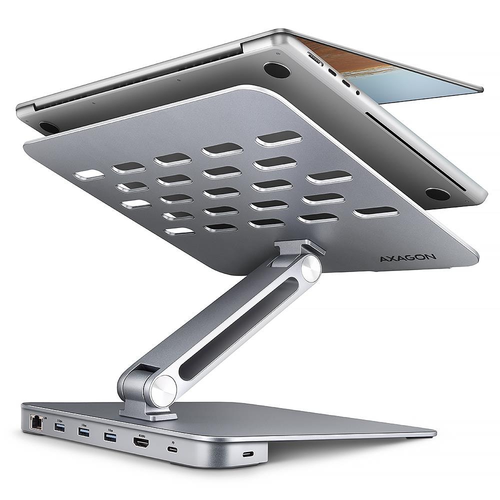 Axagon NB ACC STAND 10-16" Silver + 7-in-1 I/O Hub
