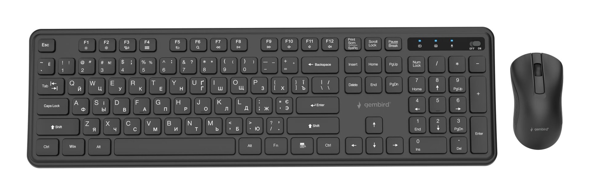 Gembird Wireless Keyboard and Mouse Set - Cyrillic Layout, Black