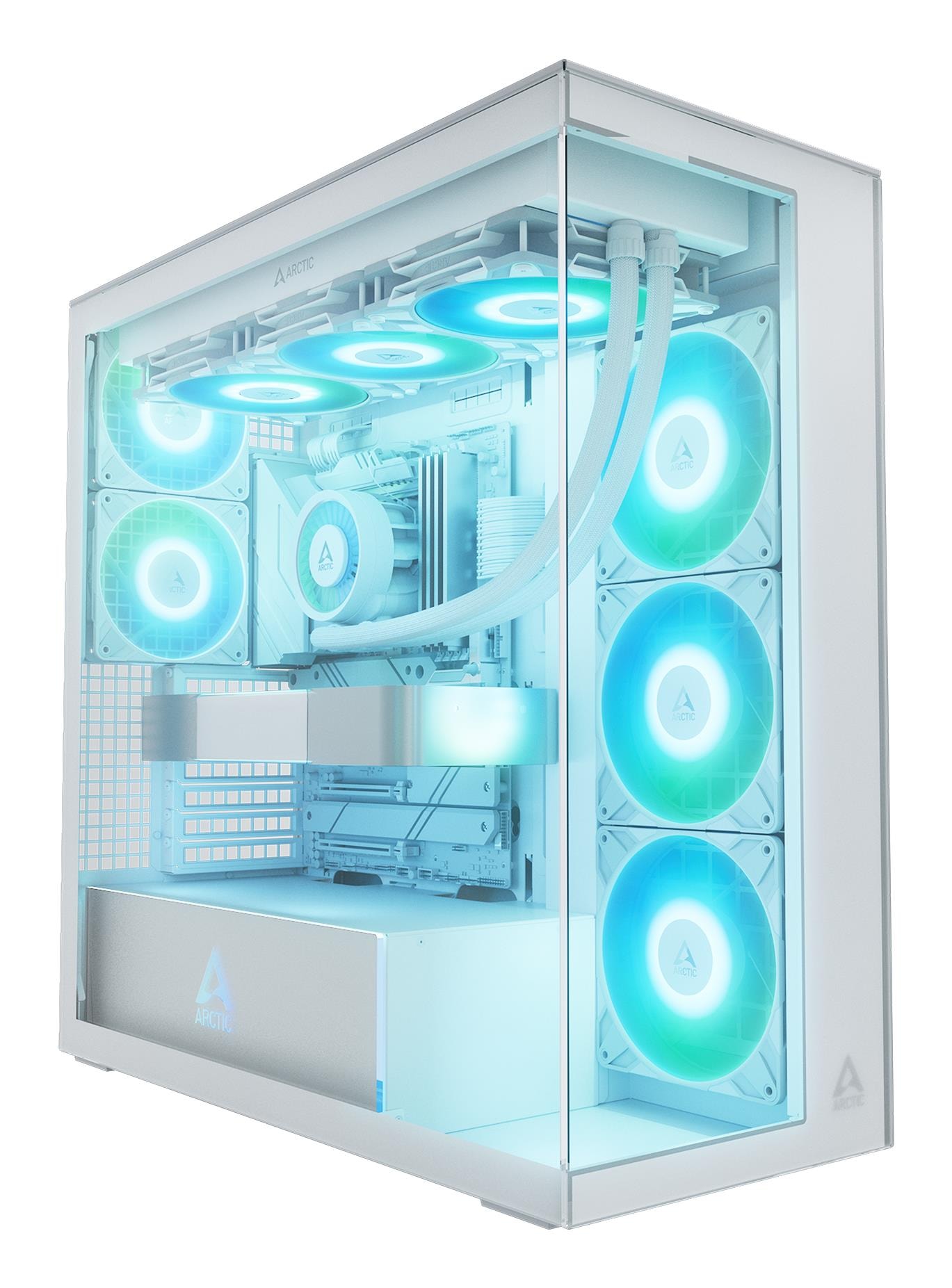 Arctic Xtender valge Midi Tower arvutikorpus läbipaistva küljepaneelига