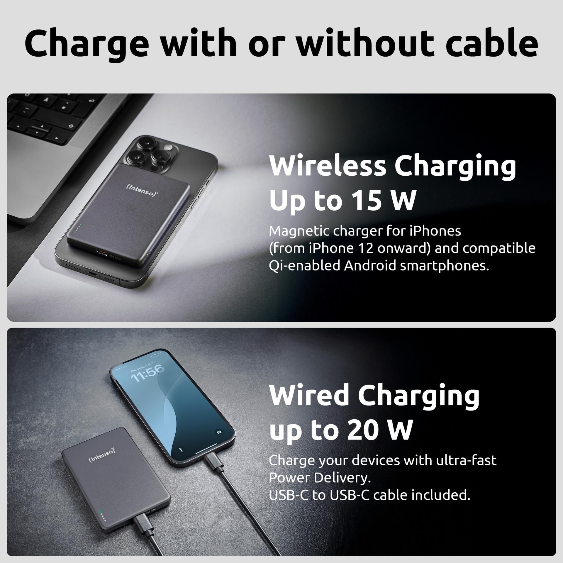 Intenso Magnetic 5000mAh Wireless Power Bank – Grey