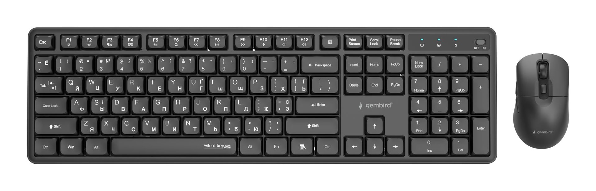Gembird KBS-WMS-01-CYRL wireless keyboard and mouse black
