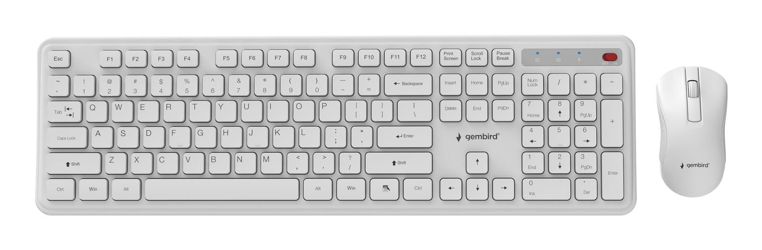 Gembird Wireless Keyboard and Mouse Set White