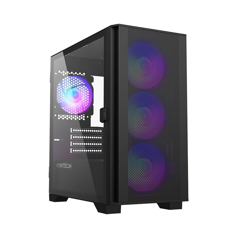 Montech AIR 100 ARGB Mini Tower PC Case, Micro-ATX/Mini-ITX, Black