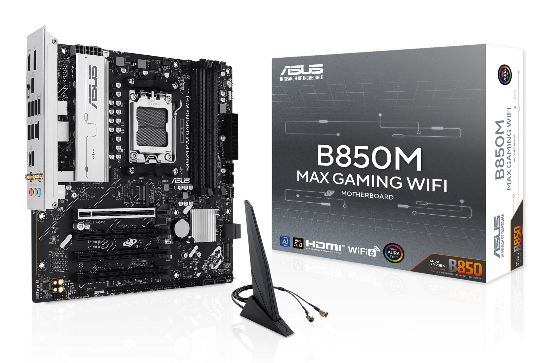 ASUS B850M MAX Gaming WiFi emaplaat AMD AM5 DDR5 Micro-ATX