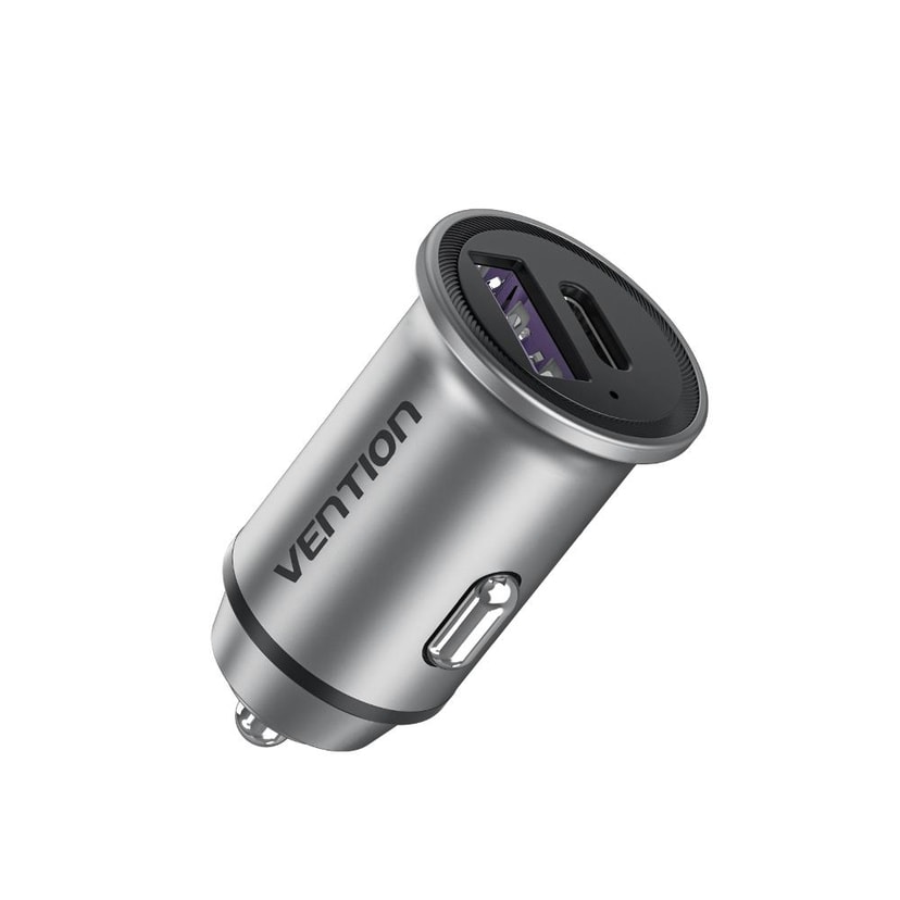 Vention FFBH0 Dual-Port Car Charger 30W (Grey)