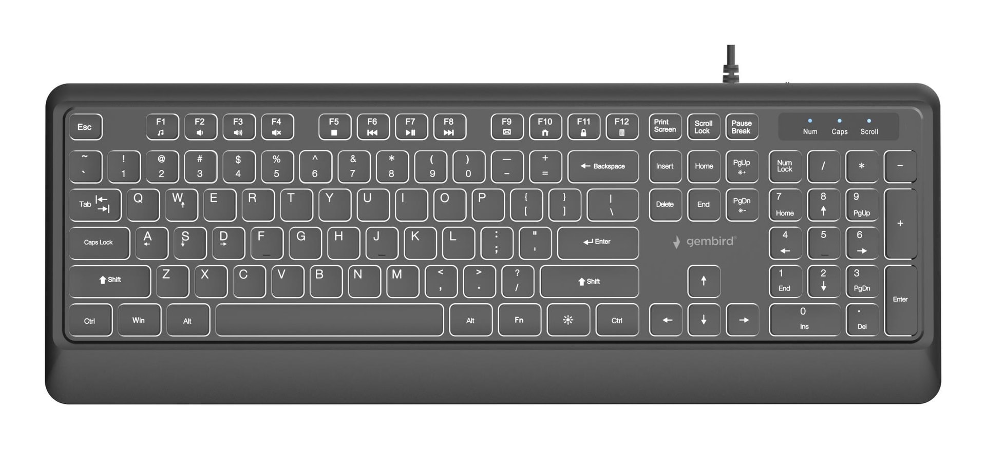 Gembird KB-UML-04 Full-Size USB Keyboard Black with Backlight