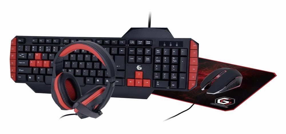 Gembird Ultimate Gaming Kit - USB Keyboard, Mouse, Headset & Pad