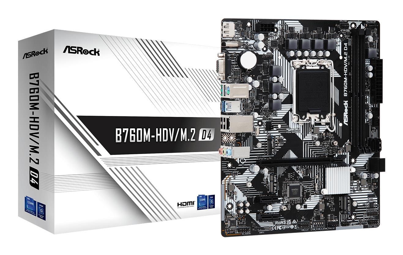 ASRock B760M-HDV/M.2D4 emaplaadi Intel LGA1700 DDR4 Micro-ATX