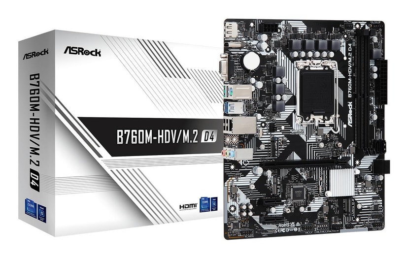 ASRock B760M-HDV/M.2D4 emaplaadi Intel LGA1700 DDR4 Micro-ATX