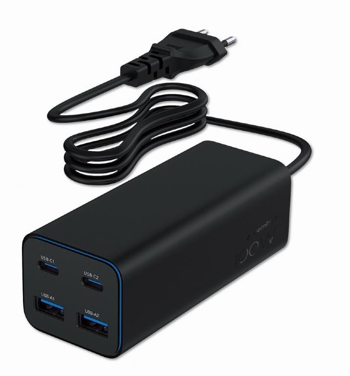 Gembird USB-C 100W Charger 4-Port Fast Charging