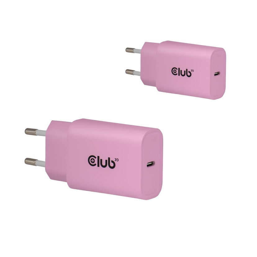 Club3D Настенное зарядное устройство USB-C 30W, розовое (2 шт.)